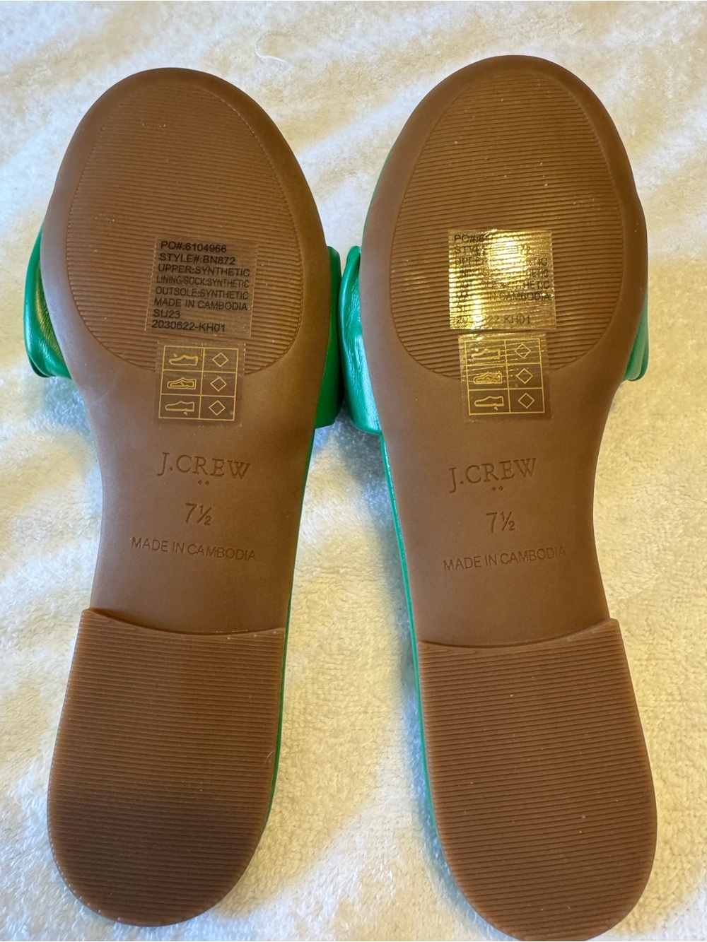 J. Crew Green Ruched Slide Sandals - Picture 2 of 5